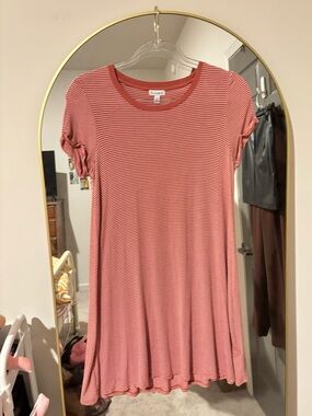 Love, Fire Pink Striped T-Shirt Dress